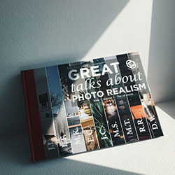 Book 'Great Talks about Photo Realism' leaning against a wall